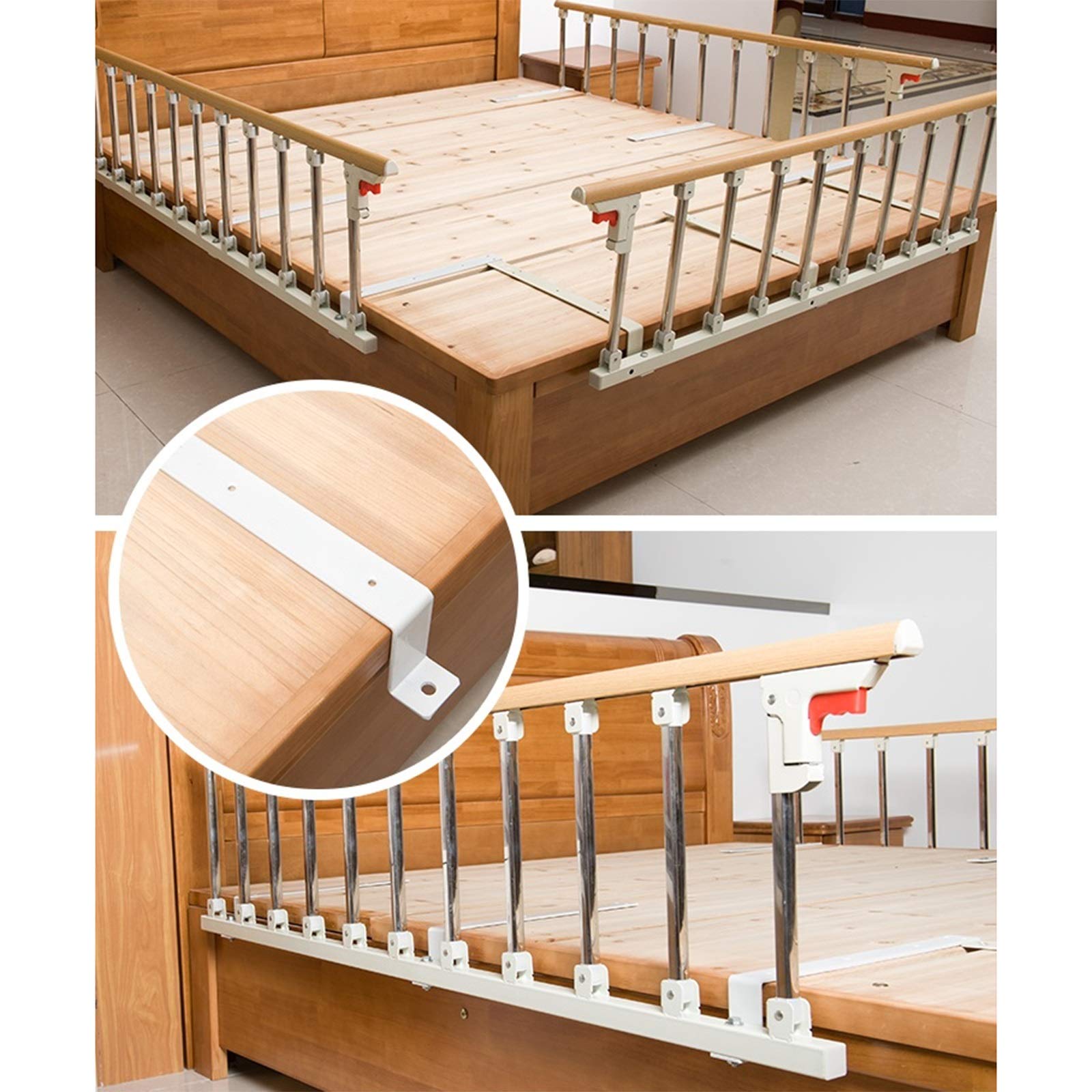 Garde latérale pour barrières de lit pour Personnes âgées Pare-Chocs Barrière de lit Portable et Pliable Poignée d'assistance pour Adultes Garde-Corps de lit pour handicapés Garde-