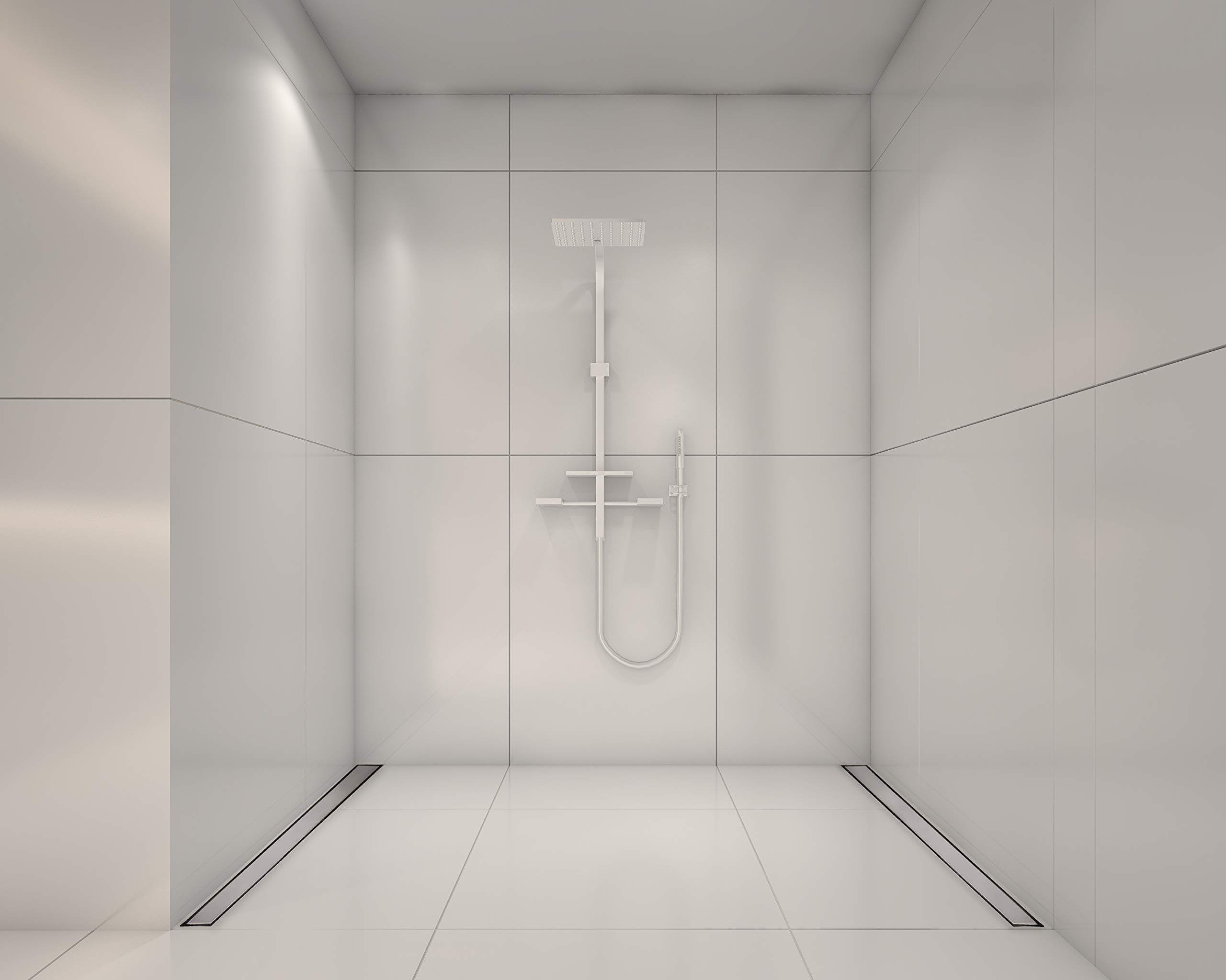 VBChome Duschrinne 80 cm Ablauf Bodenablauf Edelstahl befliesbar Selbstreinigender Siphon mit Geruchsstop mit Haarsieb 50-120 cm Ablaufrinne für Badezimmer Duschablauf sehr flach Komplettset