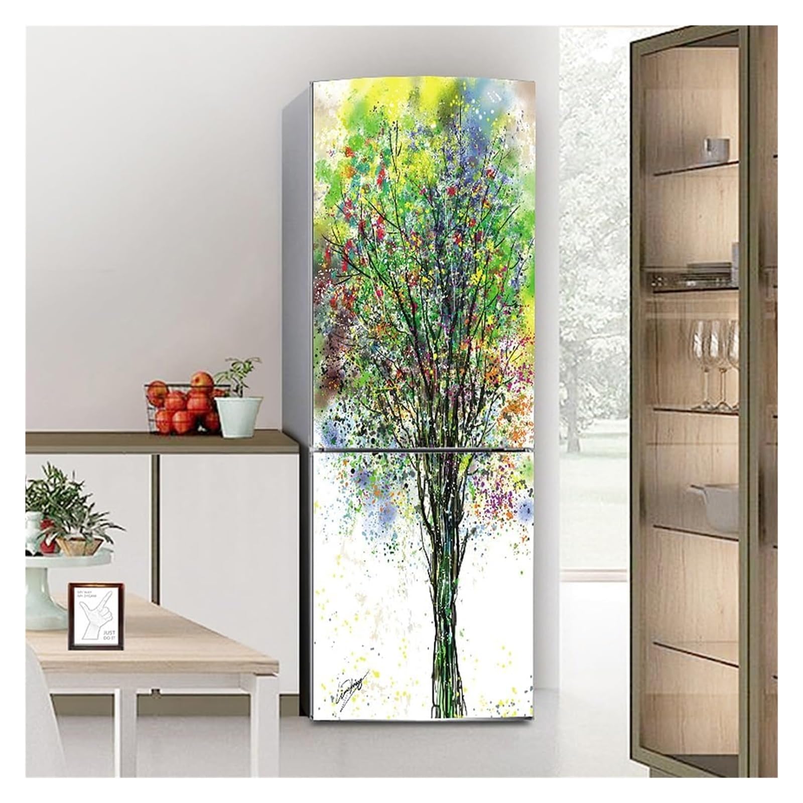 GDHKDDFL Minimalist, luxury-inspired fridge decals, Fridge Sticker Full Covering Door Covers Skins Wall Stickers for Kitchen Decal(S: 60x150 cm)