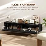 HOMCOM 63" Floating TV Stand, Modern Wall Mounted Media Console for TVs up to 70", Entertainment Center with Storage, High Gloss Effect, Black