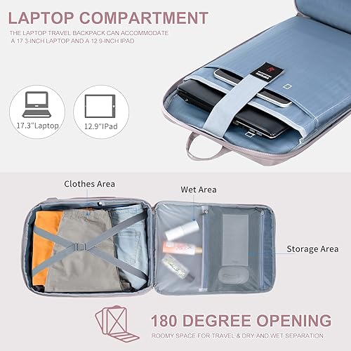 Miniatura 3 de EMPSIGN Mochila de viaje de mano para mujeres y hombres, mochila grande de 17 pulgadas para laptop con puerto USB, equipaje de mano aprobado por
