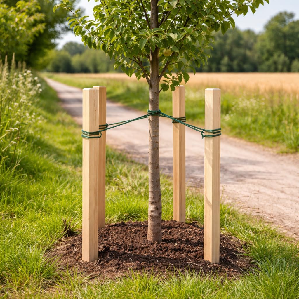 Quadratisch Pflanzstäbe Länge 80 cmSet 50 Stück Buchenholz Holzpflock Gartenstütze Für Pflanzen Bäume Tomaten Holzpfähle Holz Zaunpfosten Garten