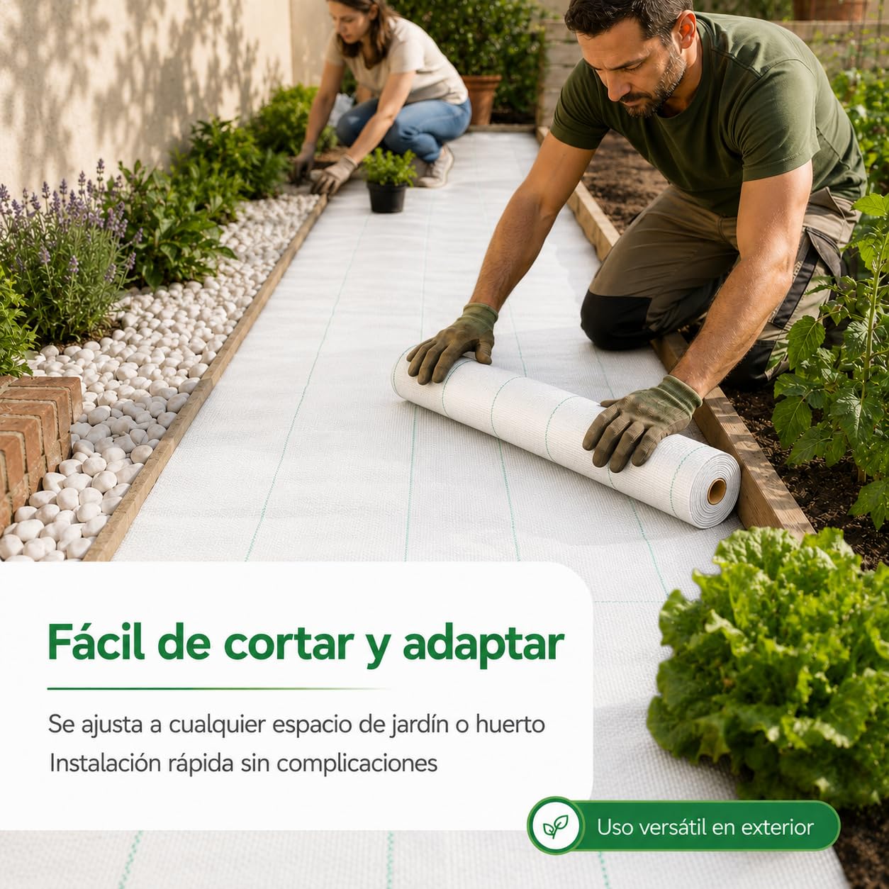 Malla Antihierba Blanca 2x25m, 105gr, Malla Geotextil contra Maleza y Malas Hierbas, para el Huerto, Estable a Rayos UV y Permeable