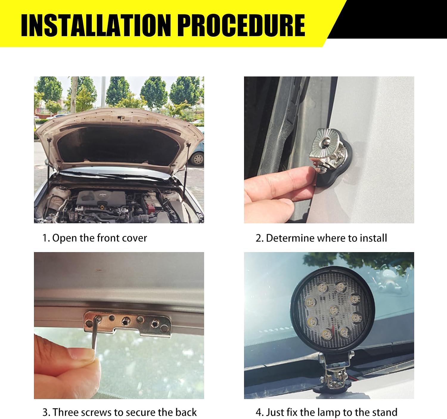 2 PCS Car Hood Light Bar Non-Destructive Fixing Bracket,Adjustable LED Work Light Base Mounting Holder, Safety Cushioning Metal Structure Bracket Column, Universal Car Accessories (Black)