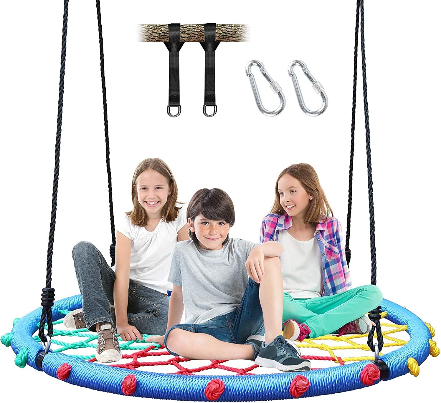 Spider Web Swing 40",Kids Tree Swing 660LB,Adjustable Rope Outdoor Tree Swing Kids Swingset for Backyard Waterproof,Yard Swing,Durable Steel Frame,Outside Baby Play Set Swings for Backyard