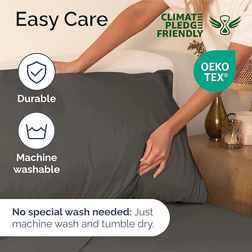 Vista 1791 de Juego de sábanas de 4 piezas tamaño king, extrasuaves, transpirables y refrescantes con esquinas profundas, sábanas de fácil ajuste y sin arrugas