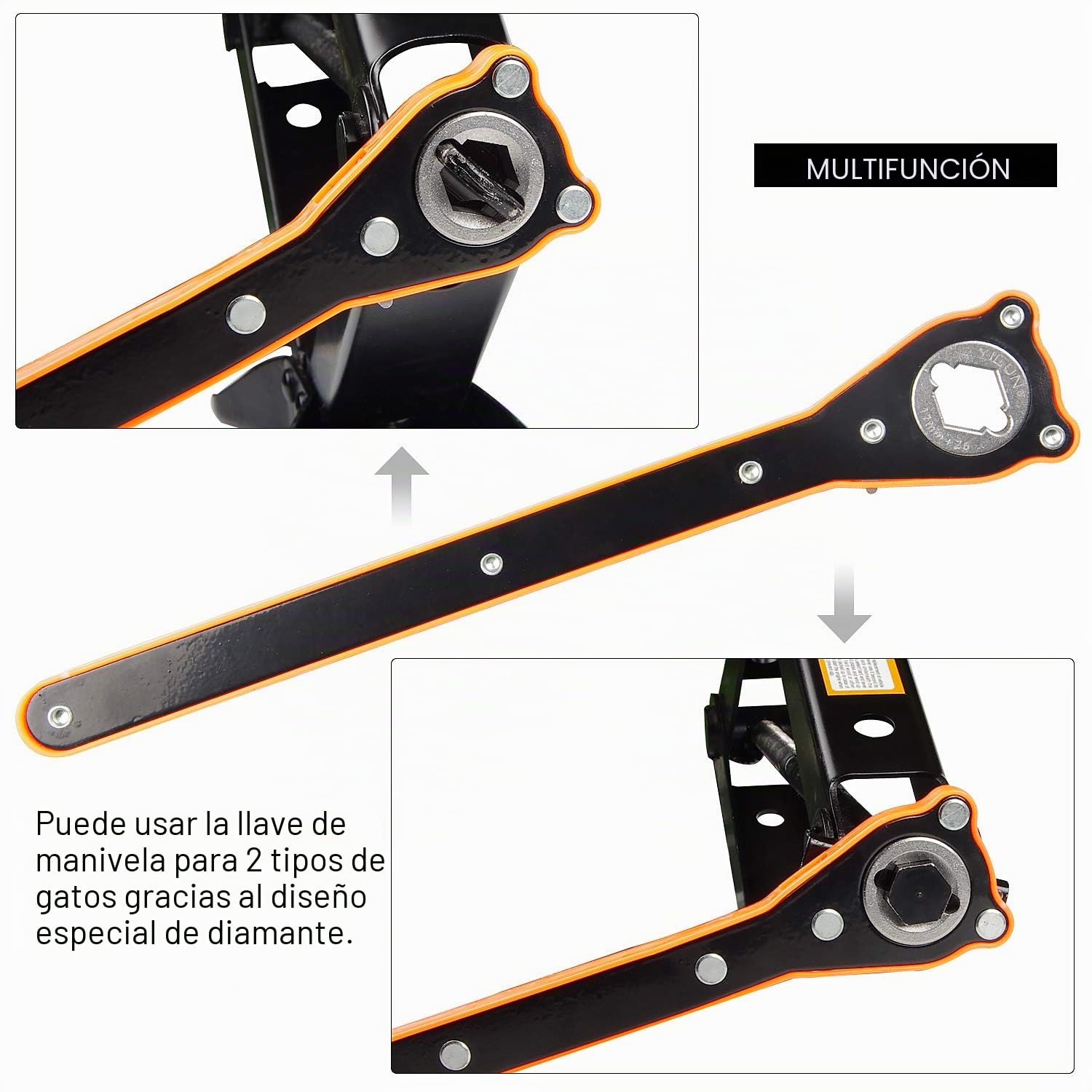 EXLECO Gato de Tijera 2,5T con Llave de Rueda Telescópica, Elevador con Trinquete, Gato Hidráulico con Carraca, 360 ° Cabezal de Actividad, Llave de carraca, para Coche Familiar SUV MPV
