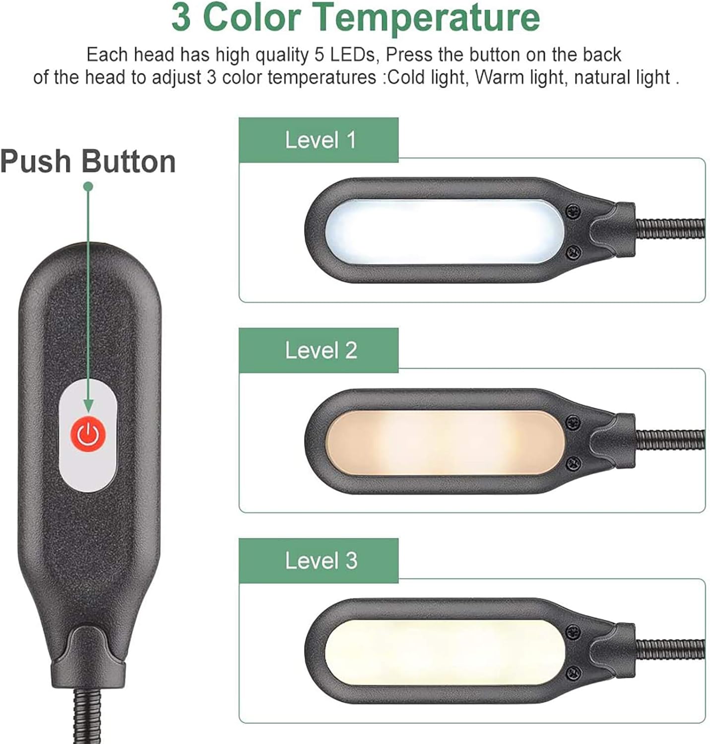 GLORIOUS-LITE 10 LED Book Light, Reading Lights with Warm/White/Natural Light, Clip on, Portable Music Stand Light, Lightweight&Eye Caring, AAA Batteries Operated for Bookworms(NOT Rechargeable) - - 
