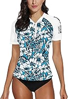 Vista 14 de BesserBay Women’s Rash Guard Shirt UPF 50+ Half Zip Short Sleeve Quick Dry Swim Shirt Swimsuit Tops