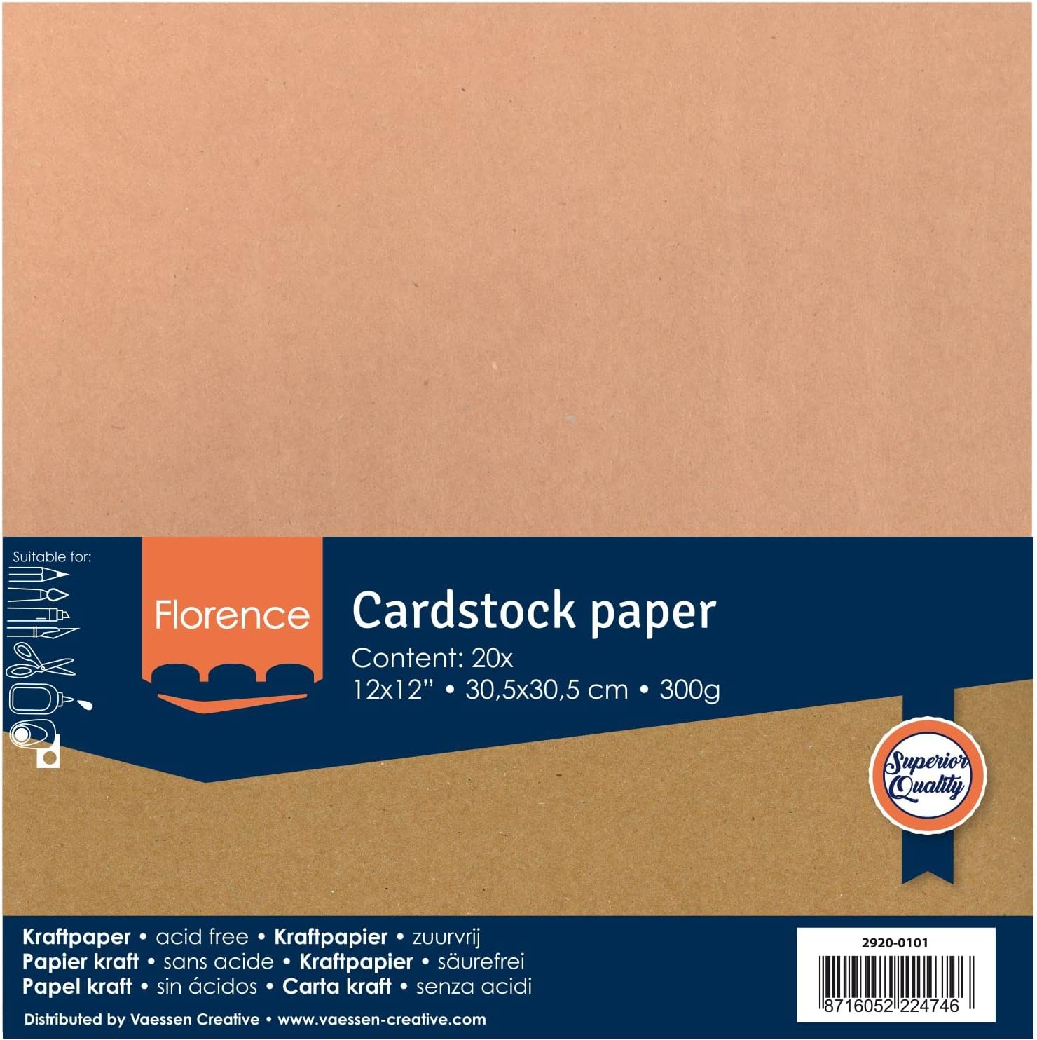 Florence Kraft Paper Cardstock - 12 x 12 inch - 20 Sheets - 300 gsm - Smooth Brown Craft Paper for Plain Cards and Envelopes, Scrapbooking, Invitations and Card Making 7 71FHMXA6WdL. AC SL1500