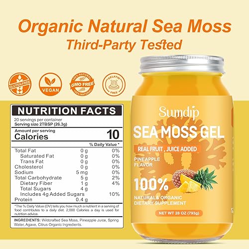 Miniatura 5 de Gel de musgo marino, gel orgánico silvestre de masa marina irlandesa orgánico superalimento vegano, apoyo inmunológico y digestivo, suplementos