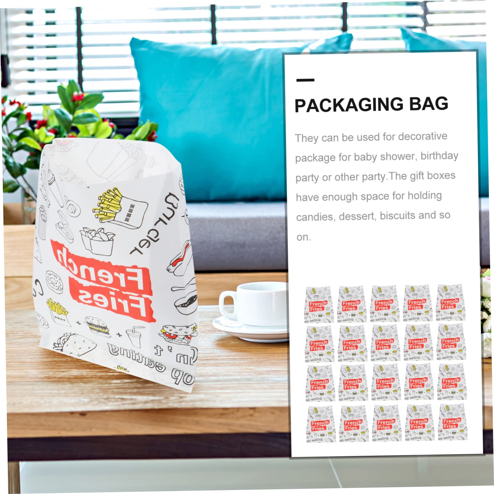 minkissy 300piezas Desechables Para Comida Bolsa Para Papas Fritas Resistente Al Aceite