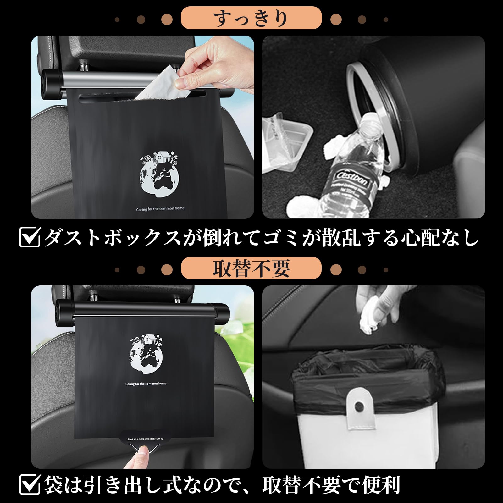 Amazon.co.jp: 車 ロール式ゴミ袋 5ロールセット ロール式ゴミ箱 車