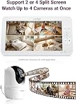 Comfyer BM01 7" HD Moniteur de bébé à écran partagé avec 2 Caméras, Vidéo Baby Monitor avec caméra et audio, Support flexible, Non-WiFi, VOX Mode, 2 Mode audio, télécommande PTZ, vision nocturne automatique