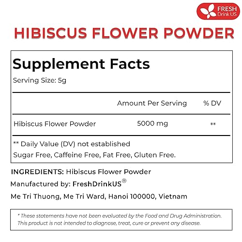 Miniatura 2 de FreshDrinkUS, Polvo de flor de hibisco premium de 40 onzas, 100% natural y puro de flores de hibisco, colorante natural para alimentos, sin