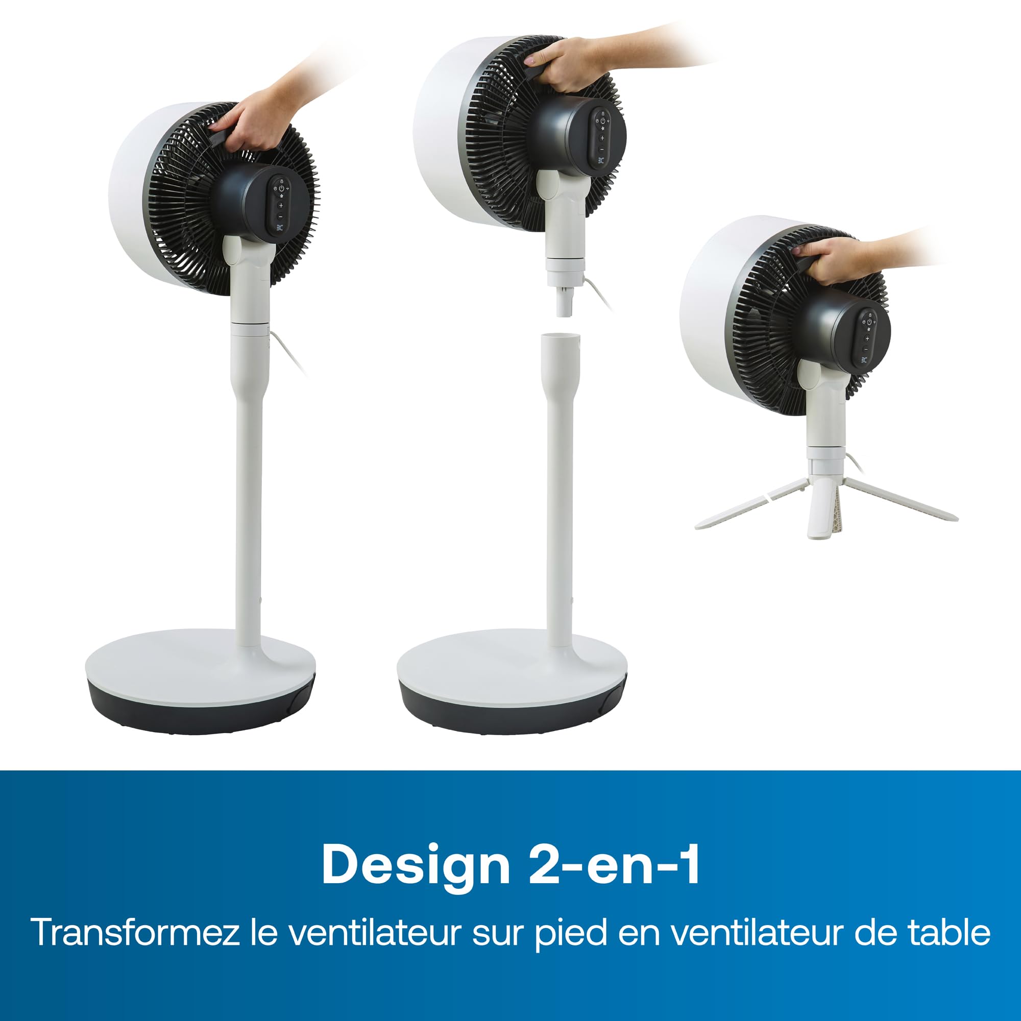 DIMPLEX DUOCOOL Smart Ventilateur 2-en-1 sur Pied & de Table Blanc, 5 Vitesses + Turbo, 20 m, 36 dB, App, Google Home & Alexa, Télécommande