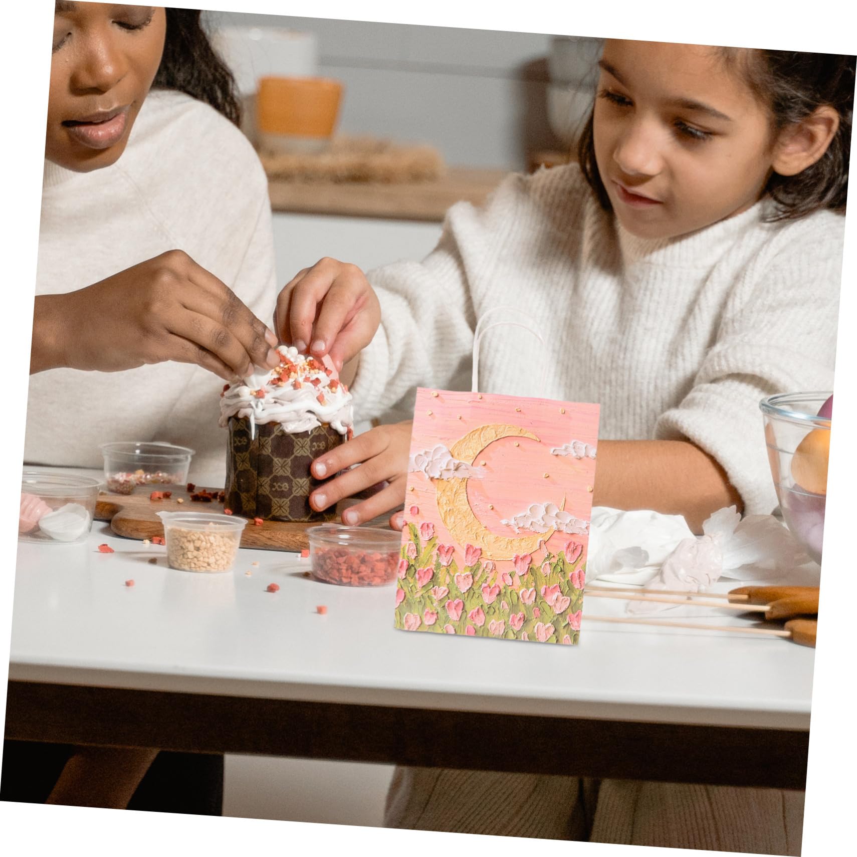 50 Stück Rosa Papier Geschenktüten mit Henkeln für Partys