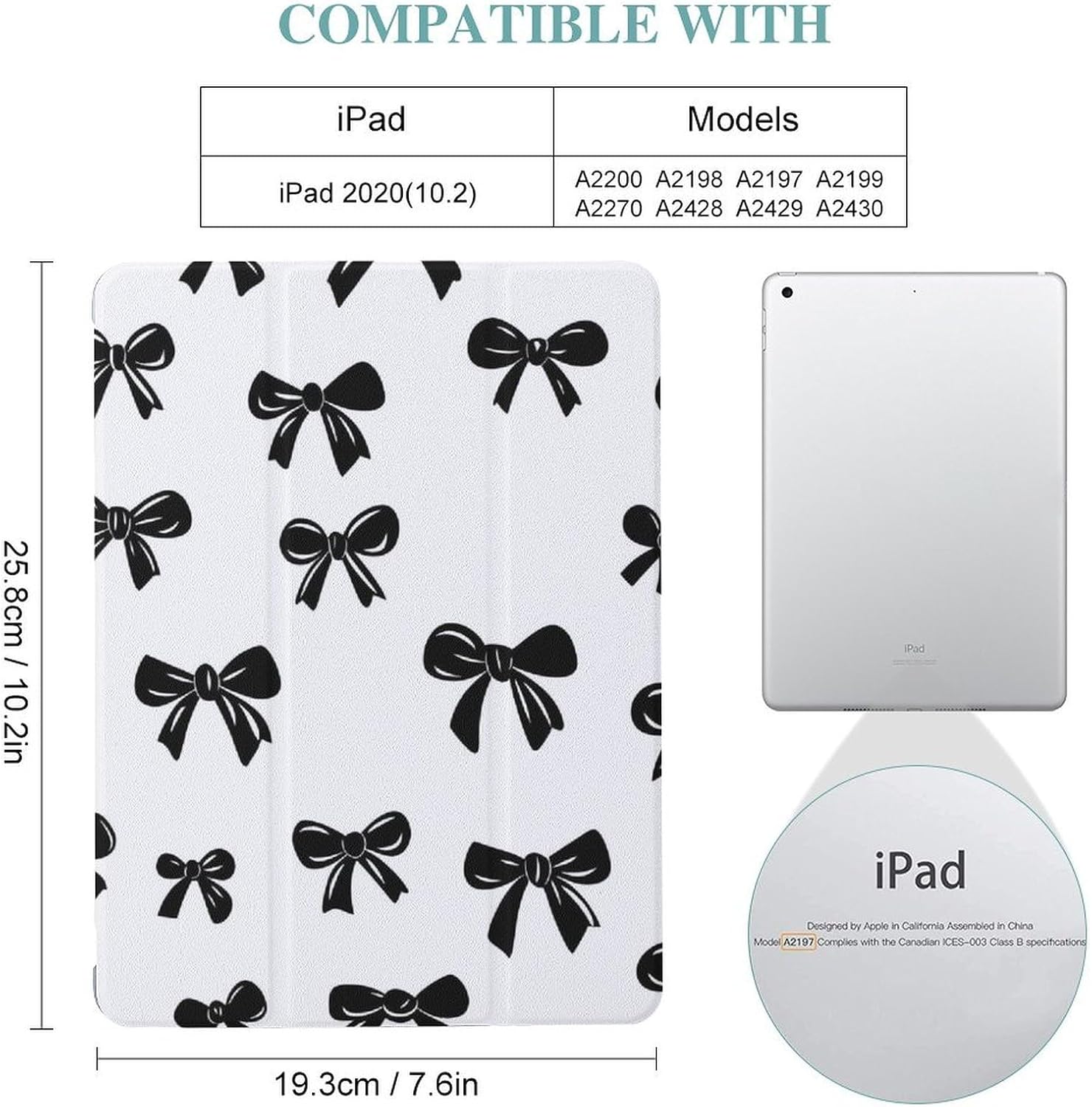 Black and White Bow Pattern Case with Pencil Holder image 2