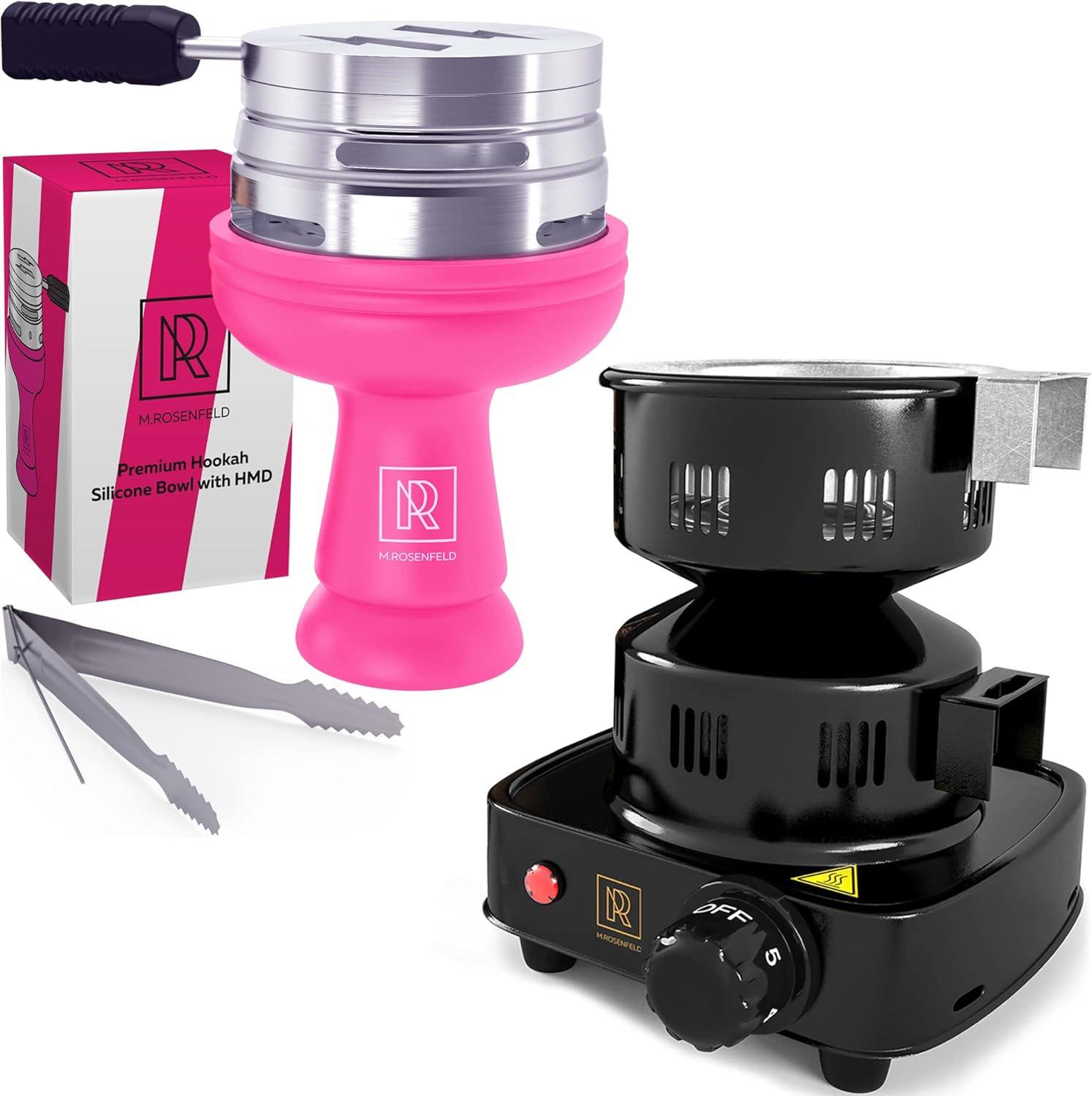 Premium Hookah Coal Burner for Hookah – FIRE Tower & Pink Hookah Bowl Set Silicone – Premium Shisha Bowl Phunnel Hookah Bowl Pink