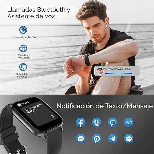 Vista 2 de Reloj inteligente, reloj inteligente de 1.90 pulgadas para hombres y mujeres (respuestas/hacer llamadas), rastreador de actividad física con más