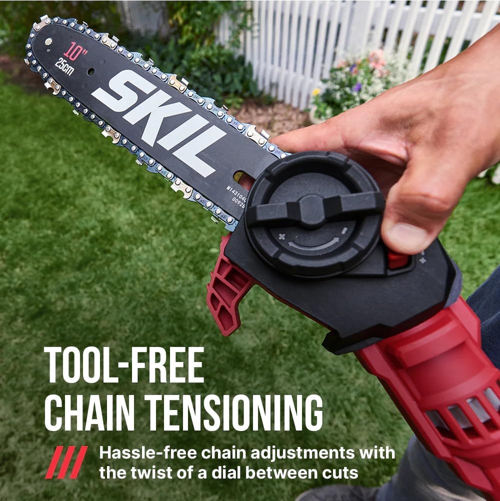 SKIL PWR CORE 40 Brushless 40V 10'' Pole Saw Kit with Over 9ft. Telescoping Shaft & Angled Head, Includes 2.5Ah Battery and Auto PWR Jump Charger - PS4561C-10