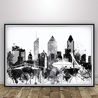Montreal Wall Poster, Black Watercolor Print, Canada Skyline Watercolor Poster, Montreal city print, Fine Art Montreal City, Unframed Print