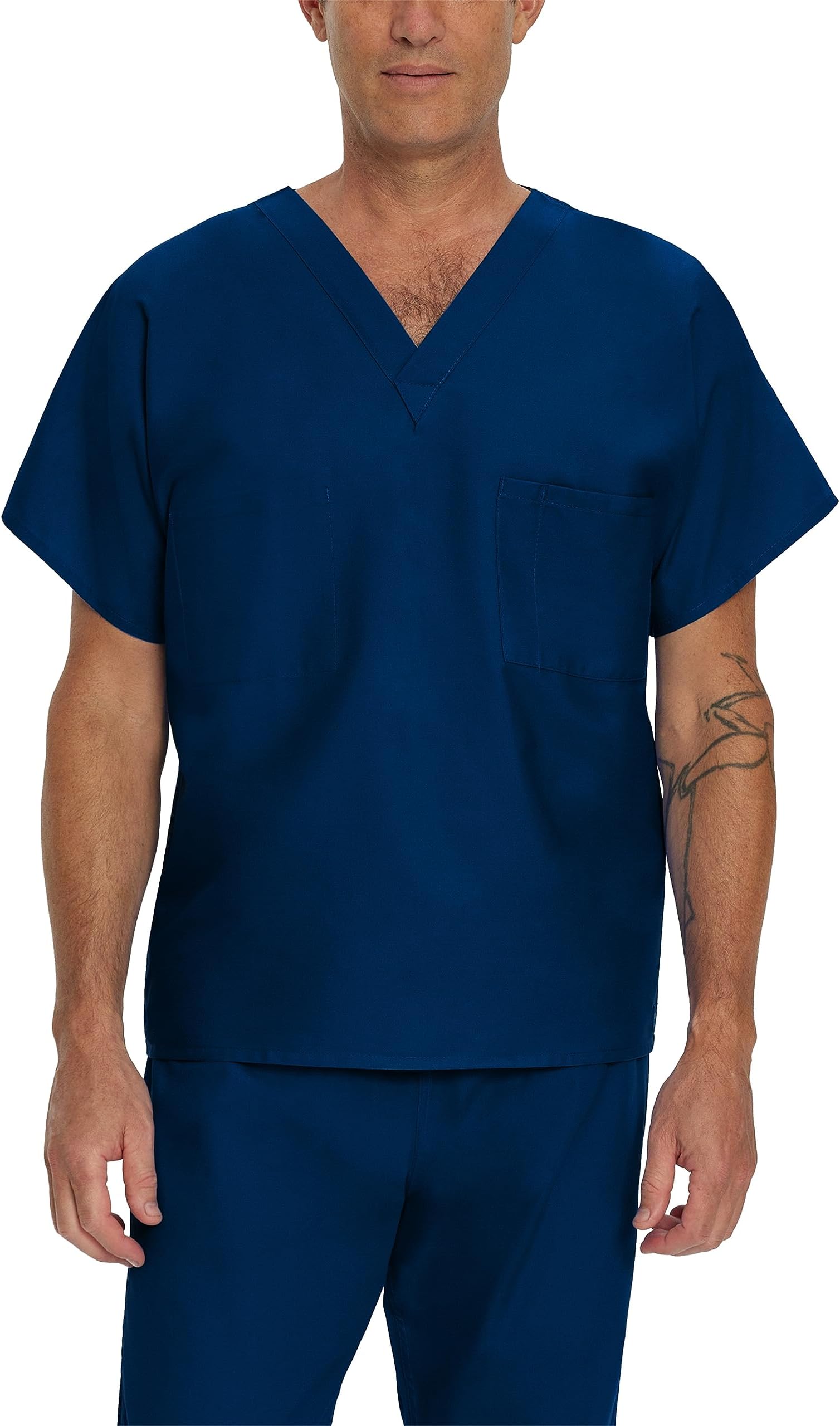 LandauEssentials Unisex Relaxed Fit 1-Pocket V-Neck Scrub Top 7502