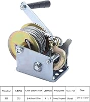 Vista 2 de HighFree Cabrestante de cable de mano de 600 libras con cable de acero de 27 pies, cabrestante de manivela de mano, cabrestantes de remolque