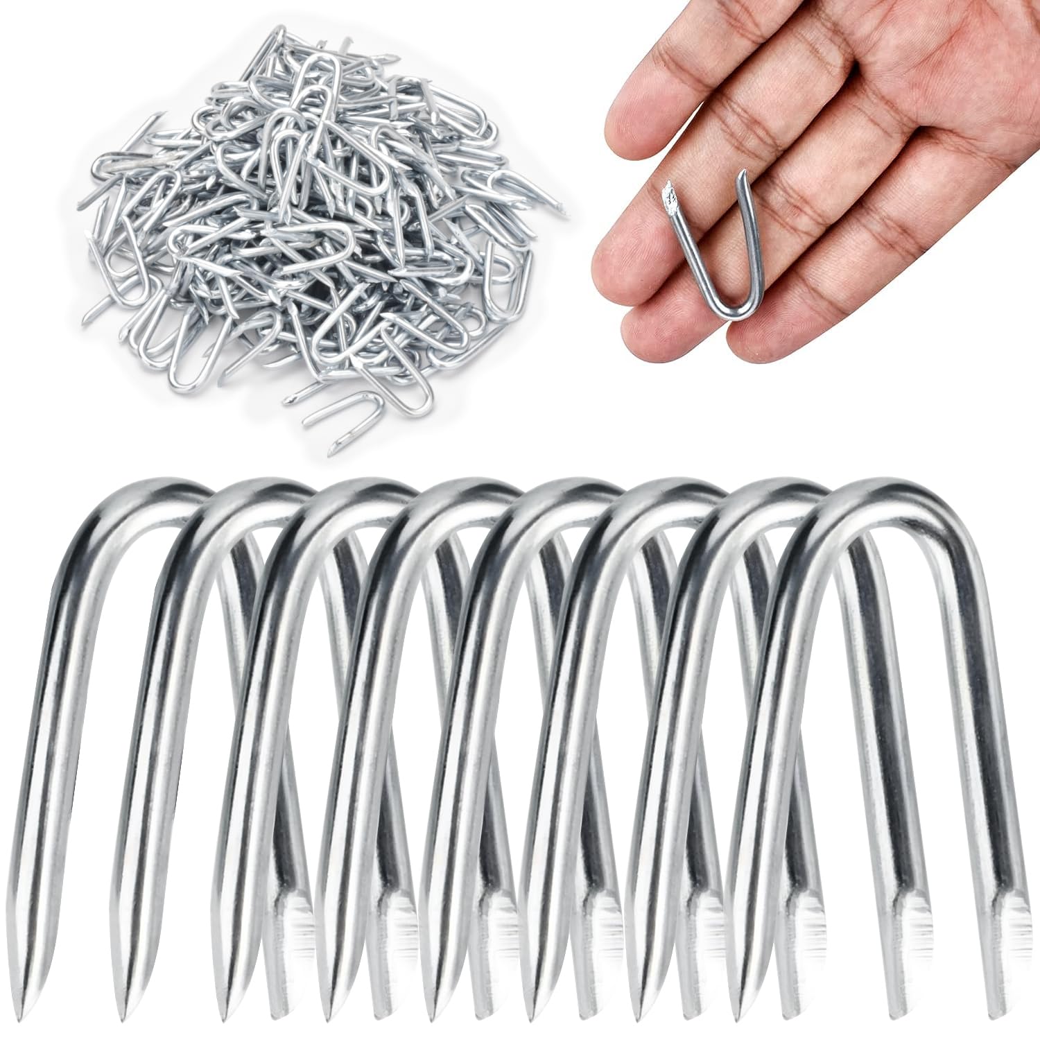 AccEncyc Wire Staples 94 Pcs Steel Fence Staple Nails U Shaped Nails 1-1/4'' U Staples for Fencing, Wire Mesh 94 Pcs