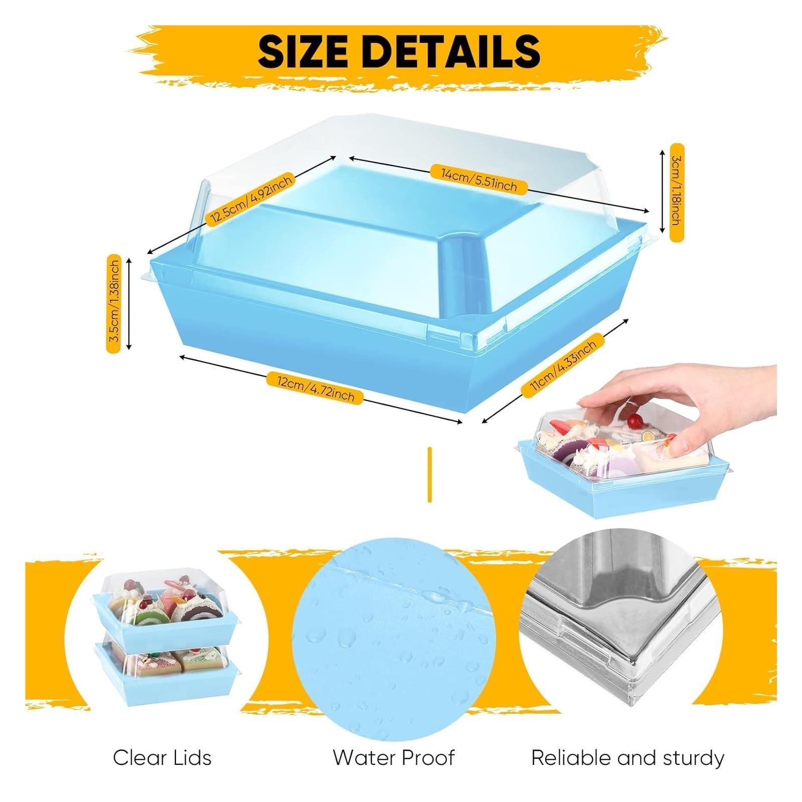 Kuchenbox, Opakowanie na ciasto papierowe, pieczywo, ciasteczka, pudełka prezentowe, wielokolorowe, 30/60 sztuk(White,60Pack)