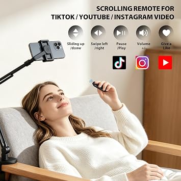 Wireless Camera Remote Control, TikTok Scrolling Remote for iPhone & Android, Bluetooth Clicker Phone Remote with Front/Rear Camera Switch for Photo and Video