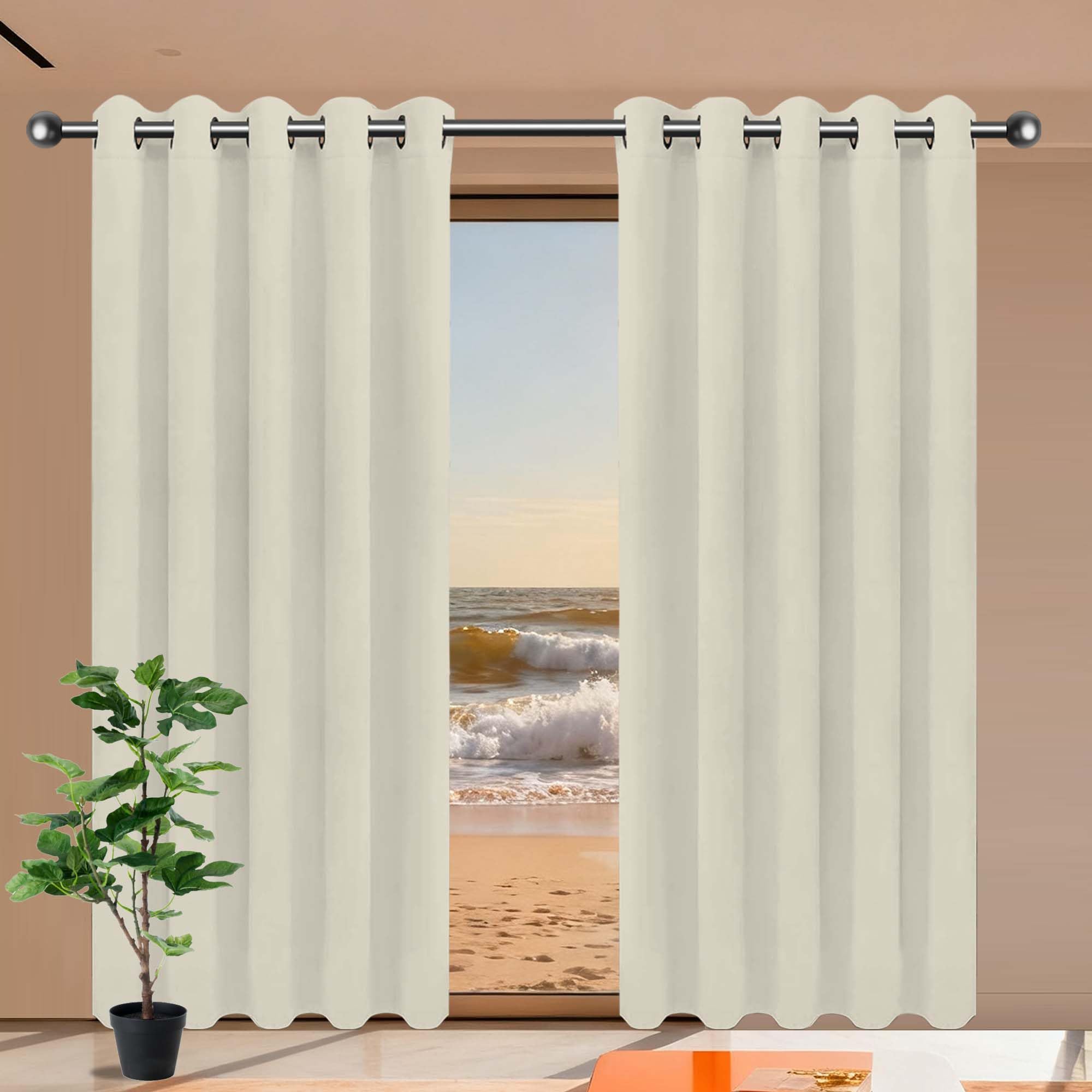 Rideaux occultants de salon beige pour bloquer la lumière