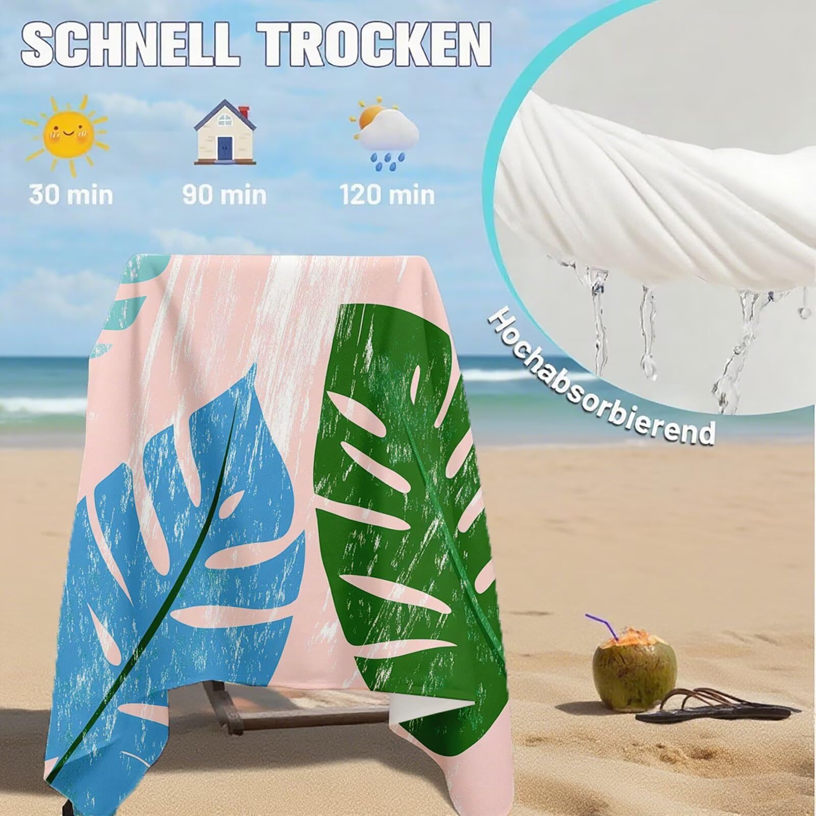 Toallas de Playa Microfibra Color Toalla Playa Grande 180x90 cm Mujer Hombre Secado Rápido Absorbente Toallas Gimnasio Suave Sin Arena Ligera Toalla Microfibra para Playas Piscina Viajes Camping Q-594