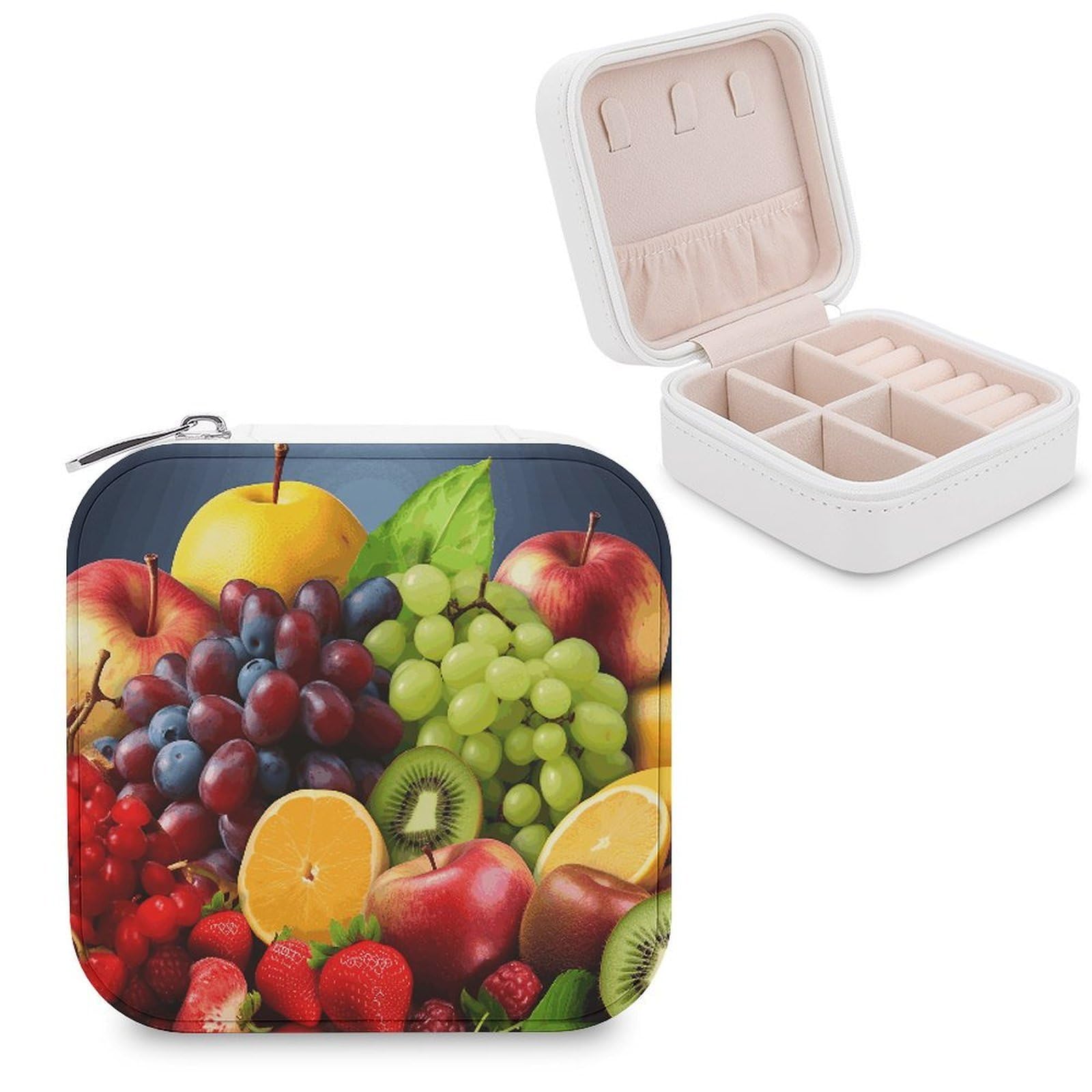 VstaDank Fruits Jewelry Box Exquisite Leather Jewelry Organizer Portable Trinket Organizer Fashion Travel Jewelry Case for Rings Earrings Necklaces Unique Gifts for Women