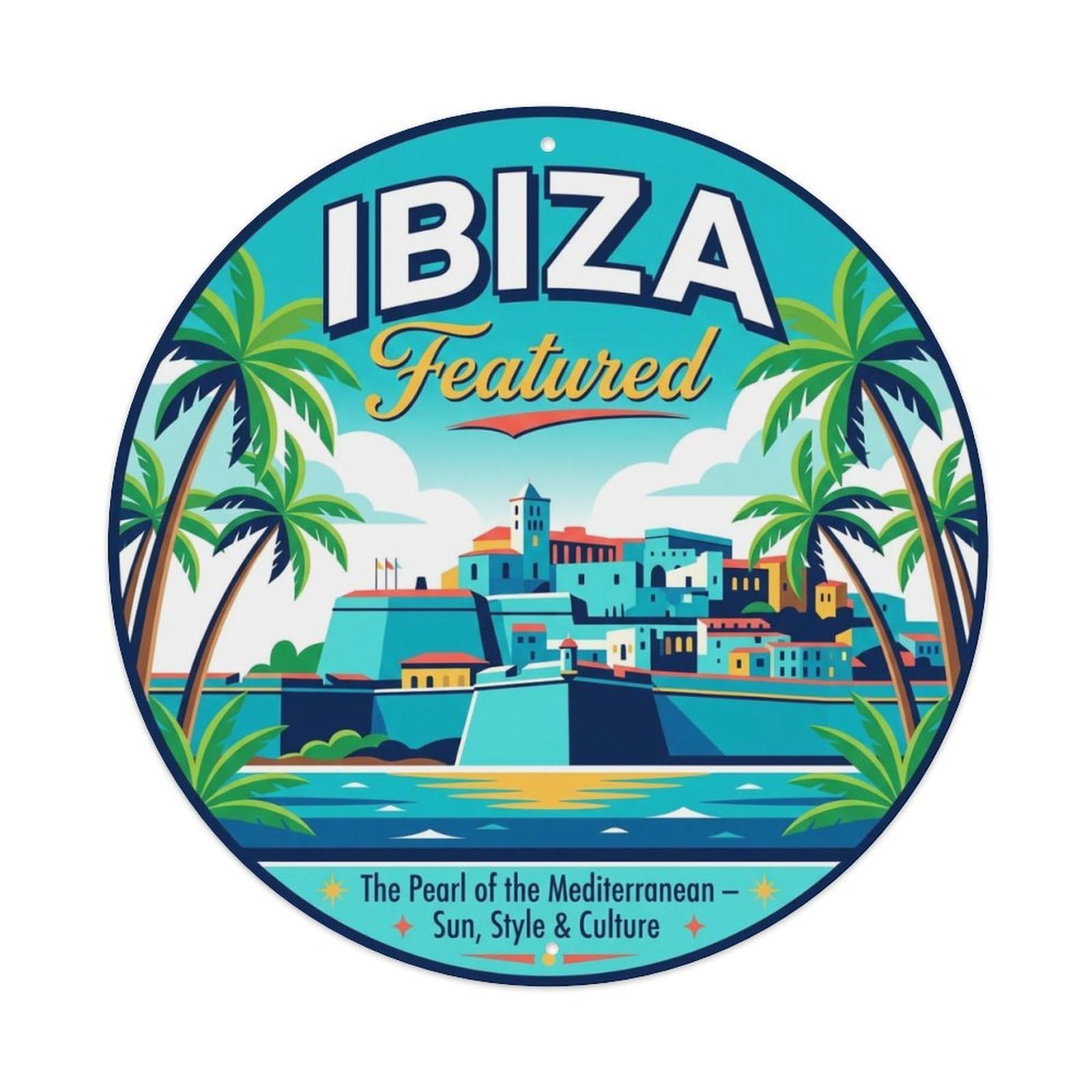 Vintage Travel Ibiza Spain Living Metal Tin Sign