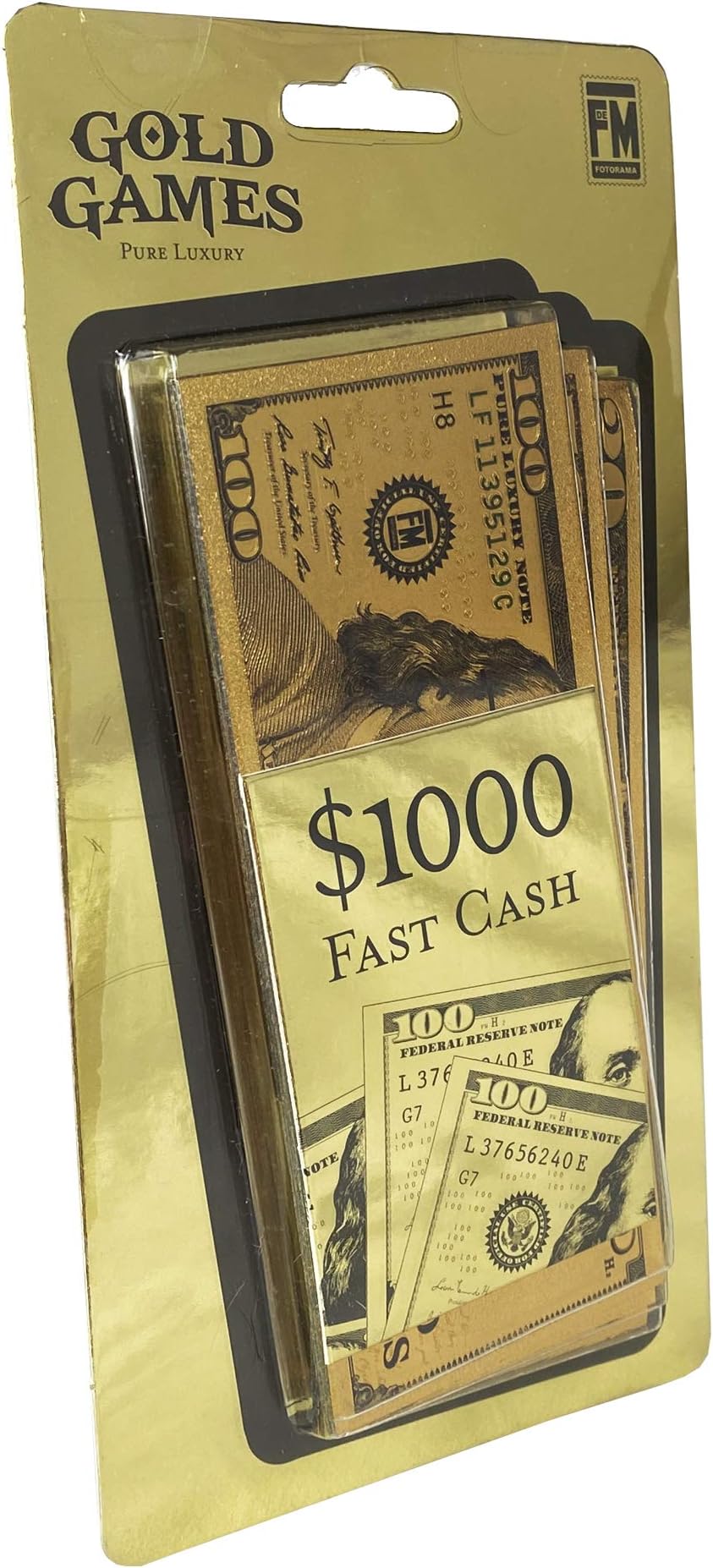 Fotorama Gold Games Cash, Fake Money, 1000 Dollars Of Various Waterproof Bills With Different Faces, Games, Entertainment