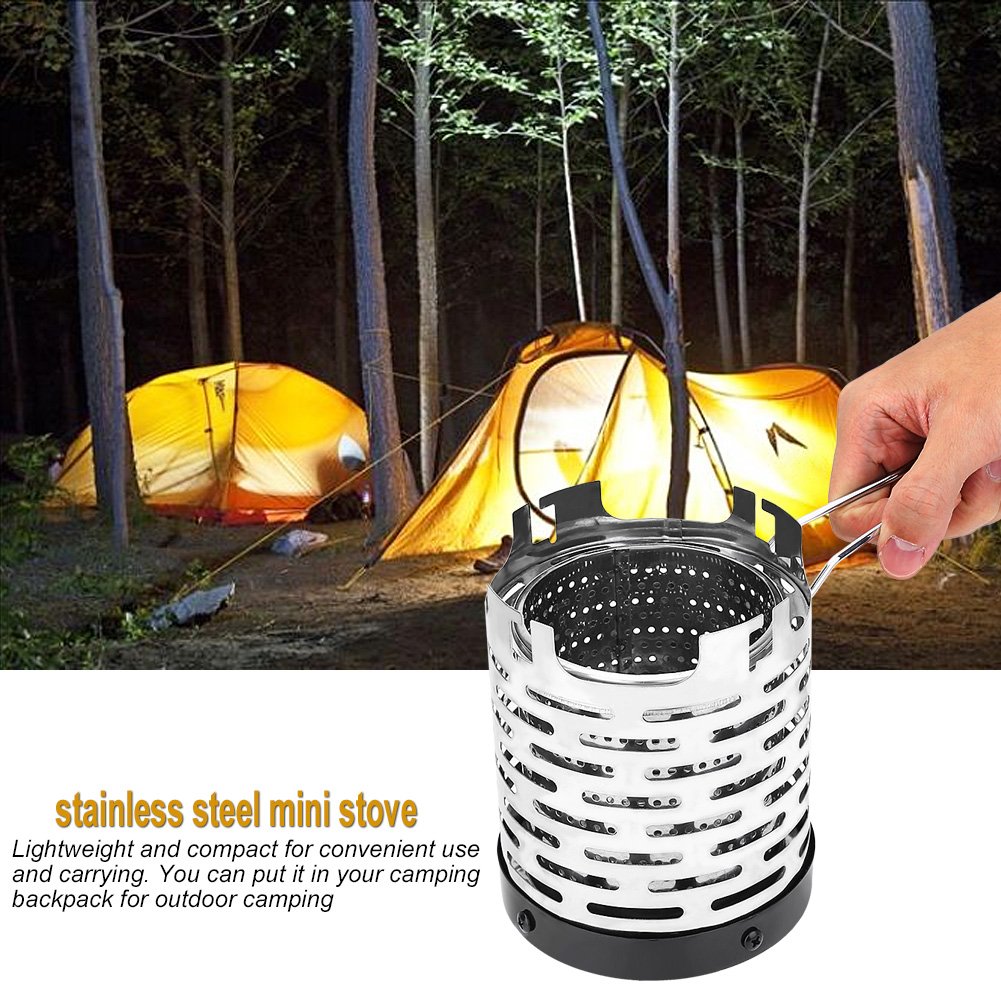 Camping Mini Heizung, Tragbare Edelstahl Camping Herd Zelt Heizung, Mini Outdoor Faltbar Metall Heizung Gaskocher Abdeckung für Eisangeln 