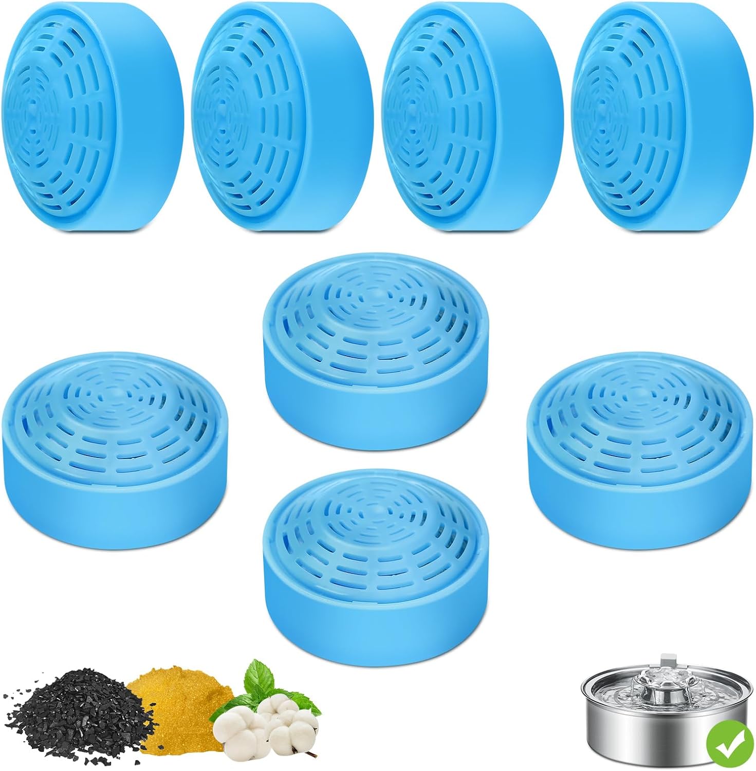 Cat Water Fountain Filter,8 Pack Pet Fountain Filter Replacement Filters Compatible with 67oz/2L Automatic Pet Water Dispenser