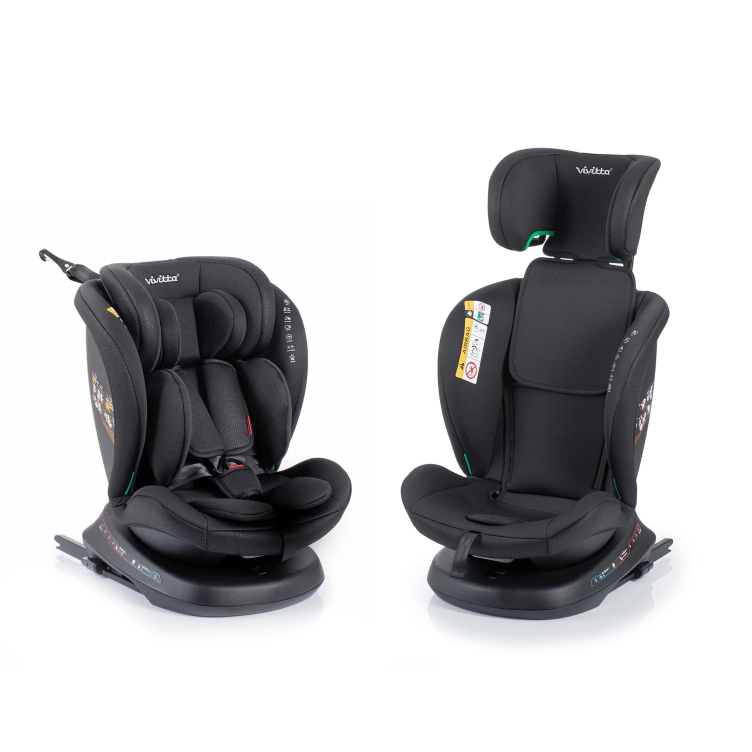 Silla de Coche Sigma i-Fix i-Size 40-150 cm, Rotación 360°, A Contramarcha hasta 105 cm, ISOFIX + Top Tether, Protección Lateral, Reclinable – BLACK CROSS