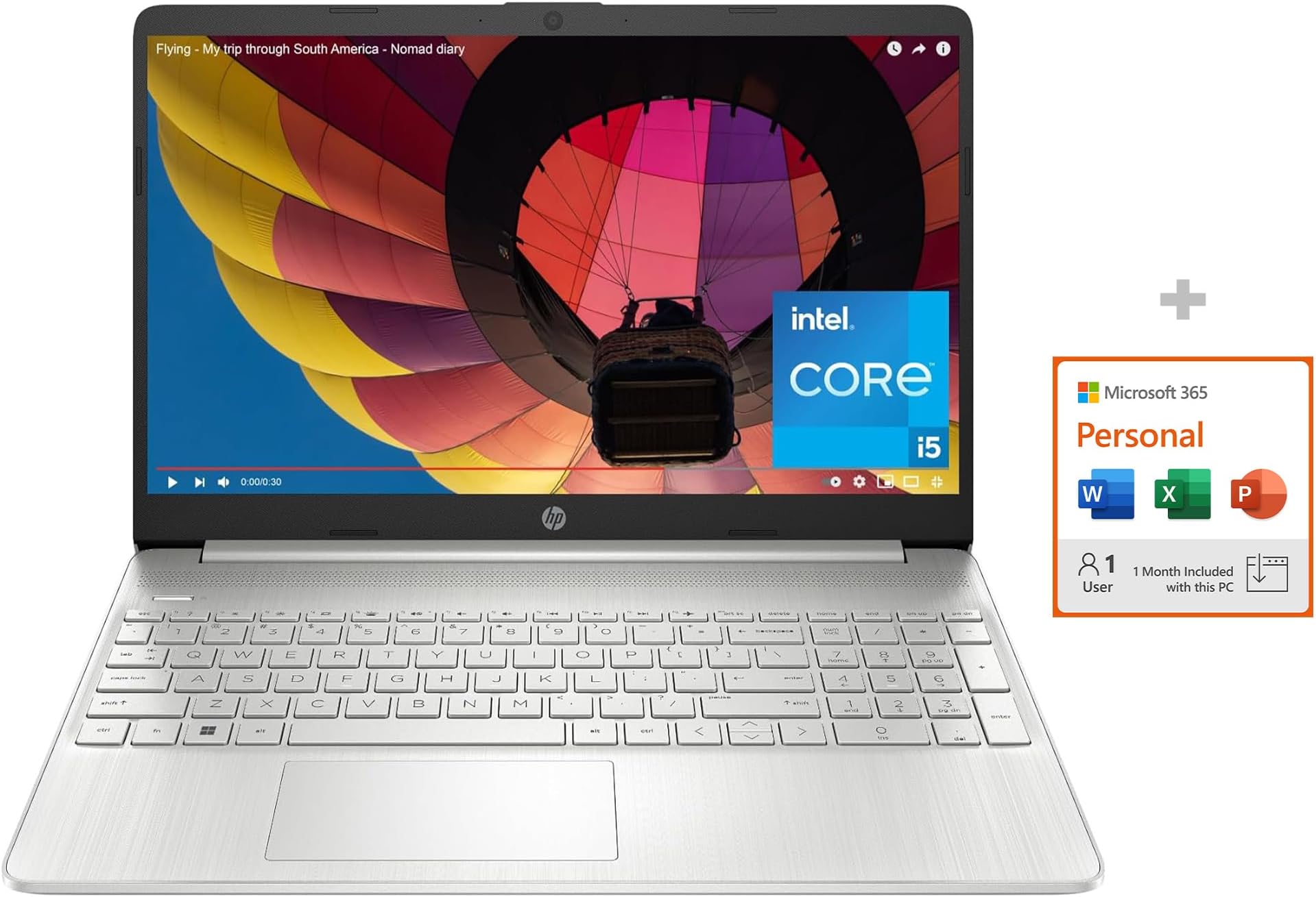 HP 15.6” Laptop with 1-Month Microsoft 365 (Office) Included | Intel Core i5 Processor | 512GB Storage | Windows 11 | Office Instant Download & Activation Required