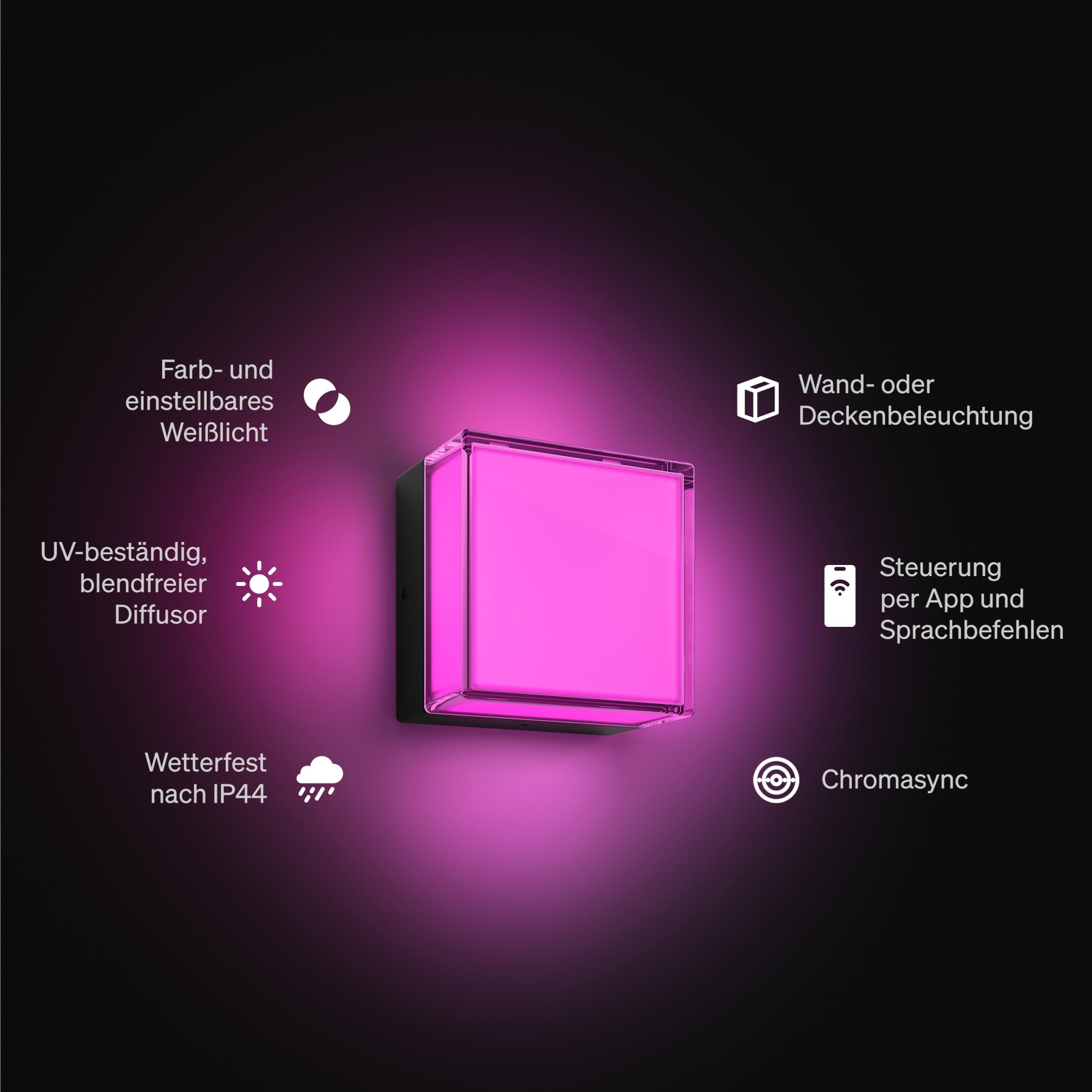 Philips Hue Scenova Outdoor LED-Wandleuchte, quadratisch