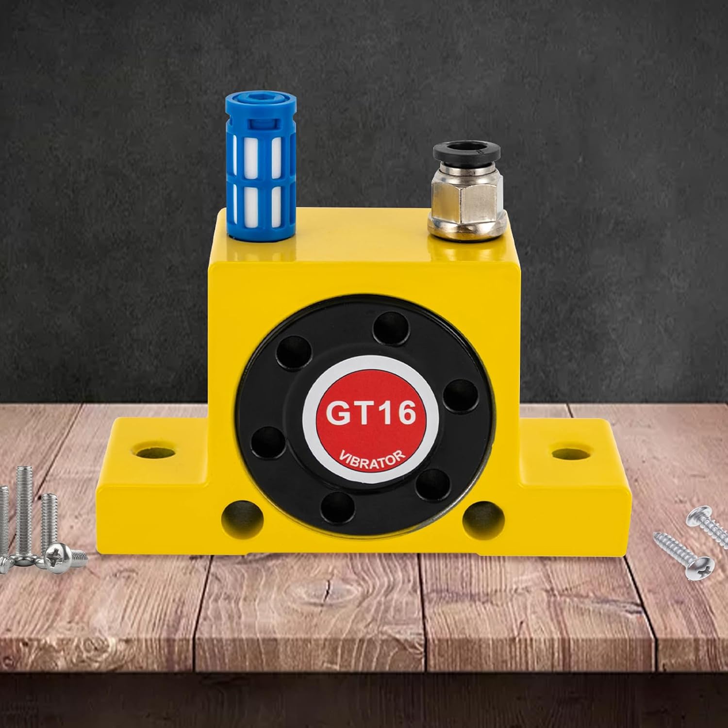 GT16 Pneumatic Air Turbine Vibrator, High Speed Pneumatic Air Rotary Vibrator, Industrial Pneumatic System Components Turbine Vibrators with Muffler, Noiseless Industrial Vibrator