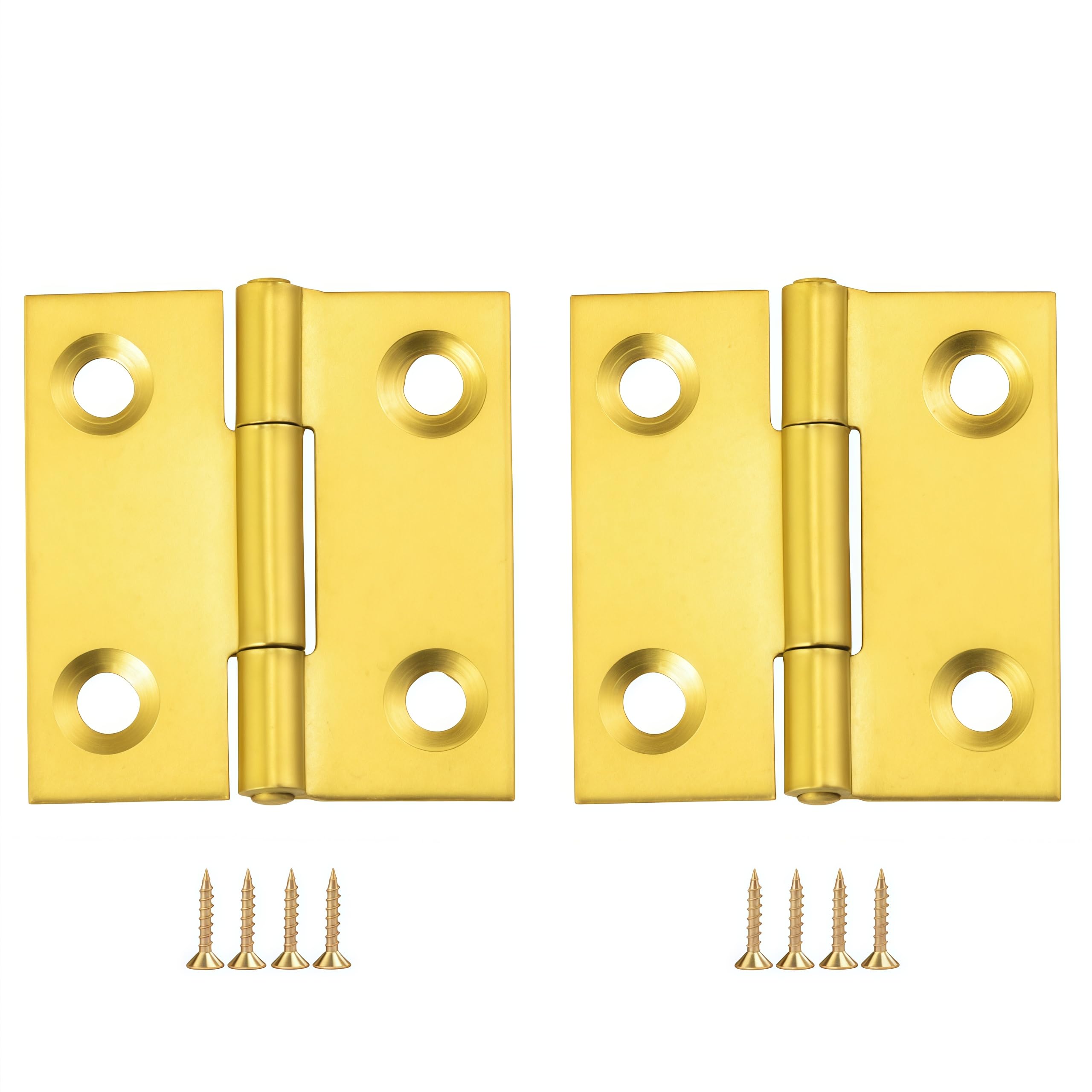 Vbnexyr Regular Hinges 2 Pack Of Gold Stainless Steel Folding Hinges For Cabinets And Wardrobes 38 * 36 * 1.5Mm