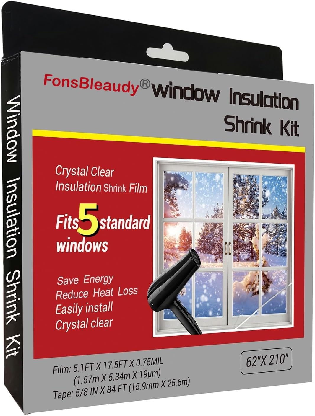 Indoor Window Insulator Kit- 10Windows（62-Inch x 420-Inch）,Clear Film | Window Insulation kit for Shrink film Helps Keep Cold Air Out & Warm Air In,Reduce Heat Loss And Save Energy Costs