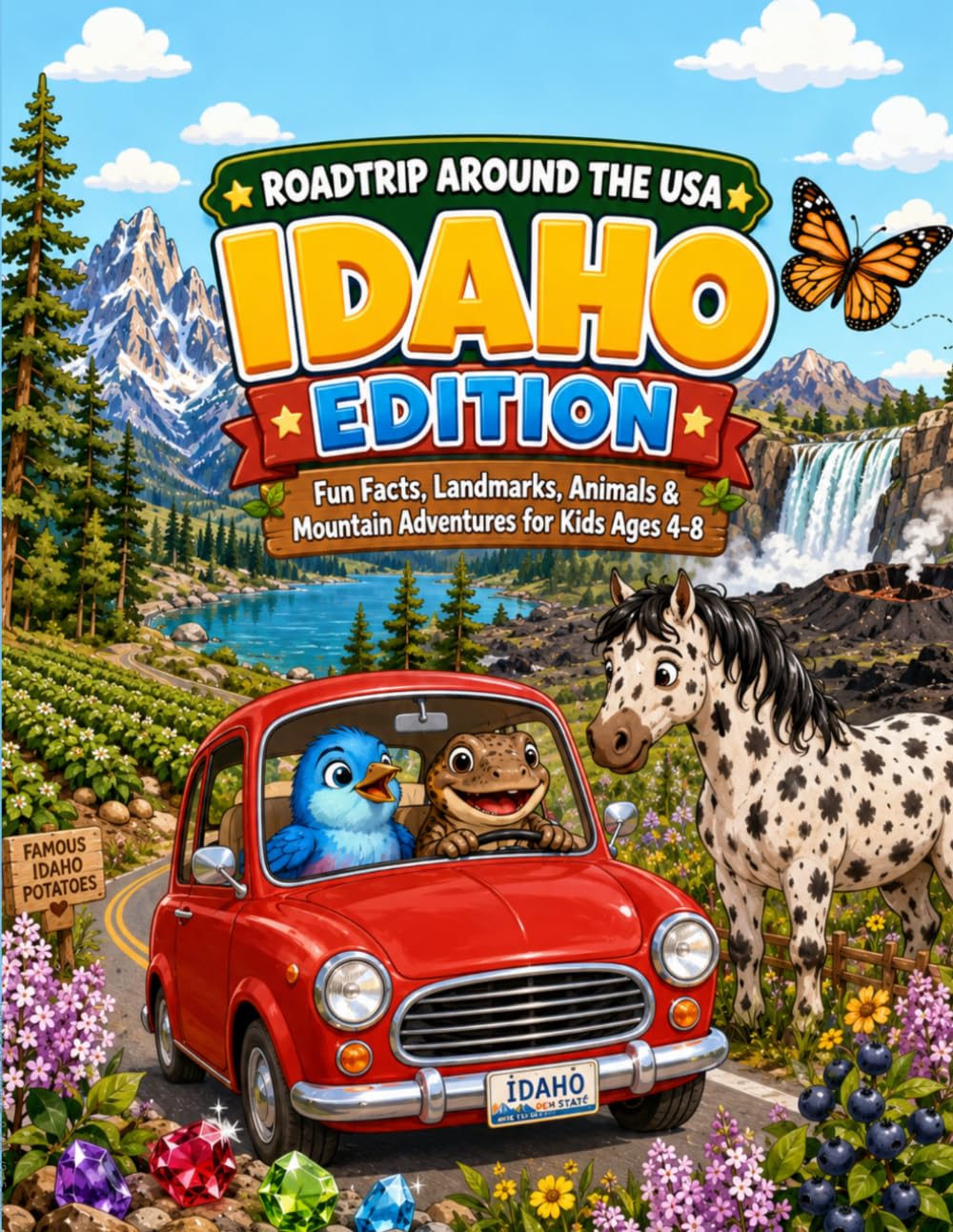 Roadtrip Around The USA: Idaho Edition: An Educational Coloring Book with Fun Facts, Famous Landmarks, State Animals, Nature and Mountain Adventures for Kids Ages 4–8