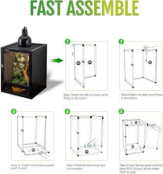 18x18x36 Hybrid Reptile Cage, Tall PVC & Screen Enclosure with Aluminum Frame and Dual Acrylic & Mesh Doors, Ventilated Terrarium for Chameleon and Arboreal Reptiles (4, Black)