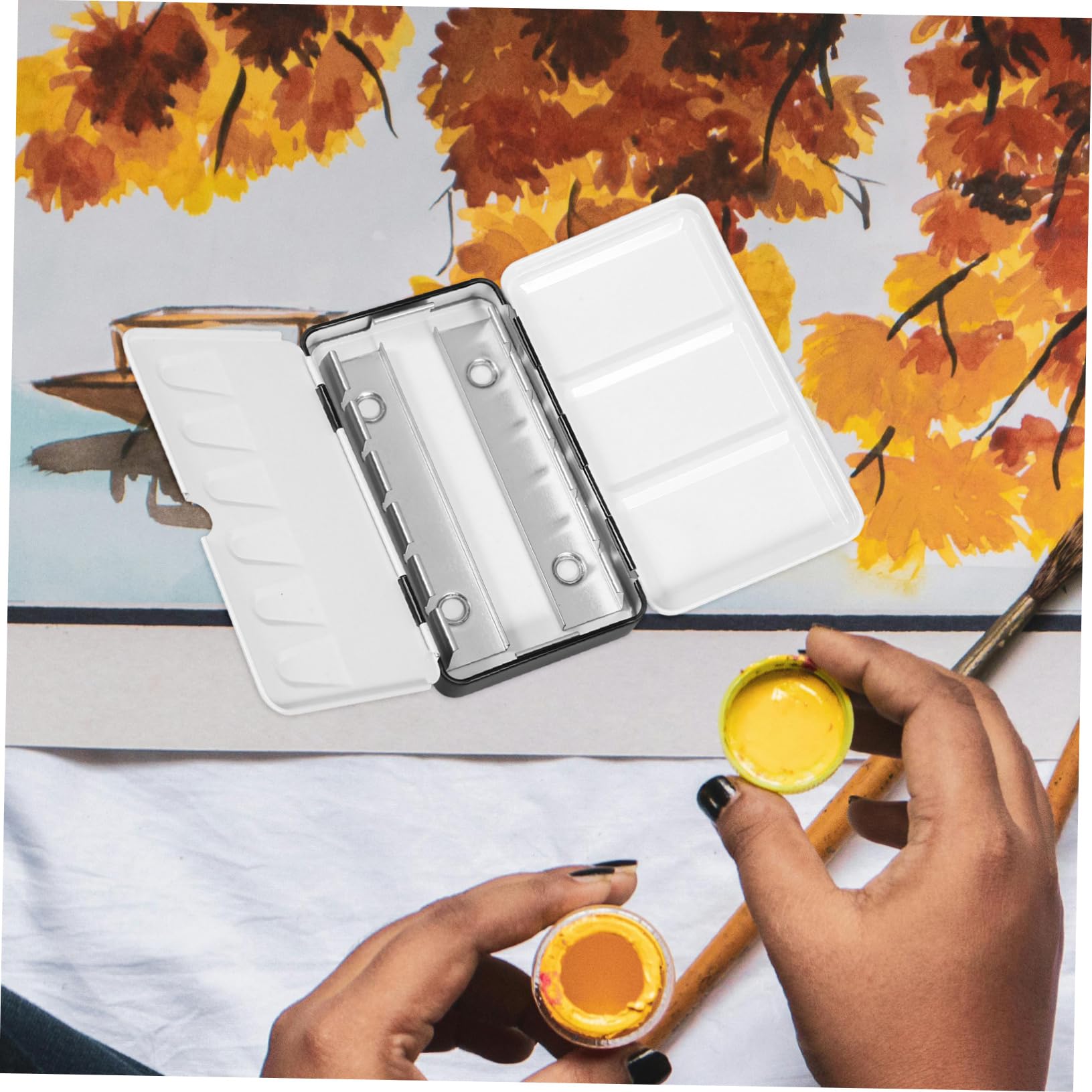 Lurrose 4stücke Leere Wasserfarbenpalette Tragbare Aquarellbox Mit Fächern Für Künstler Und Schüler Für Und Malen Unterwegs Für Oder Ganze Farben