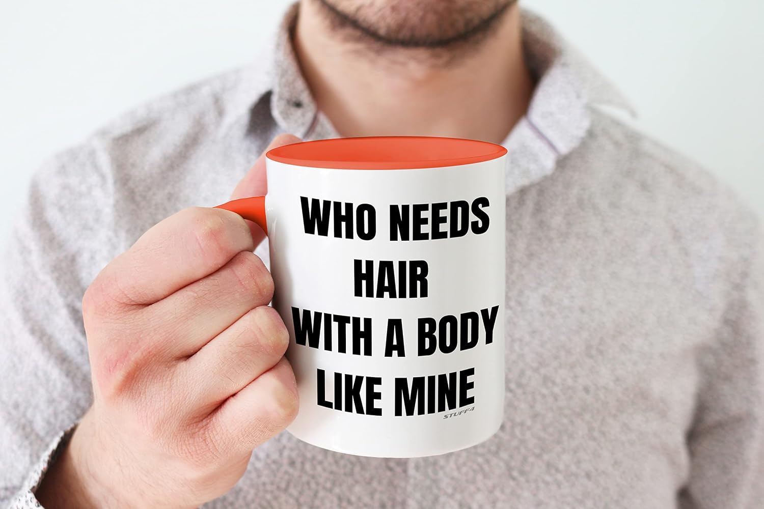 Stuff4 Bald Mug, Funny Birthday Gifts for Him Novelty 11oz Orange Ceramic Dishwasher Safe Mugs - Image 5