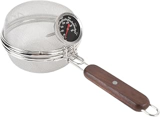 Zunate Manual Coffee Bean Roaster with Thermometer, Stainless Steel Mesh Pan Roasting Tool with Wood Handle for Home Outdoor Use on Gas Stove Camping