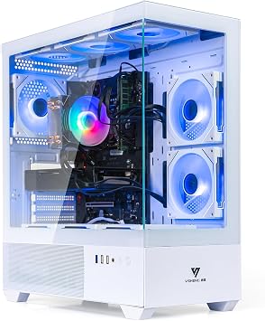 White Custom ARGB Gaming PC Desktop Computer Core i7-8700K up to 4.7GHz, RTX 3050 6GB, 16GB DDR4 RAM, 1TB SSD, Wi-Fi 6 & Bluetooth 5.4, 9 ARGB Fans, 650W PSU, Windows 11